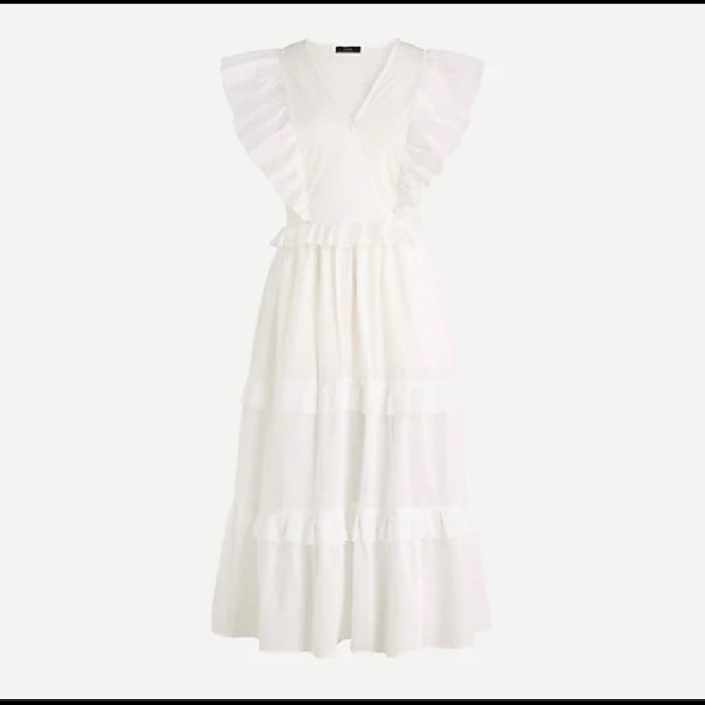 J.Crew Ruffle-sleeve cotton voile dress in white